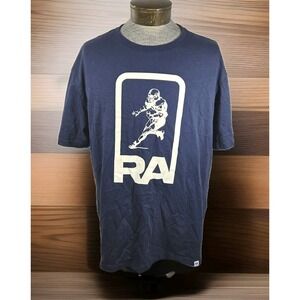 Russell Athletic T Shirt Mens 2XL Blue Graphic Print Large Logo‎ Short Sleeve